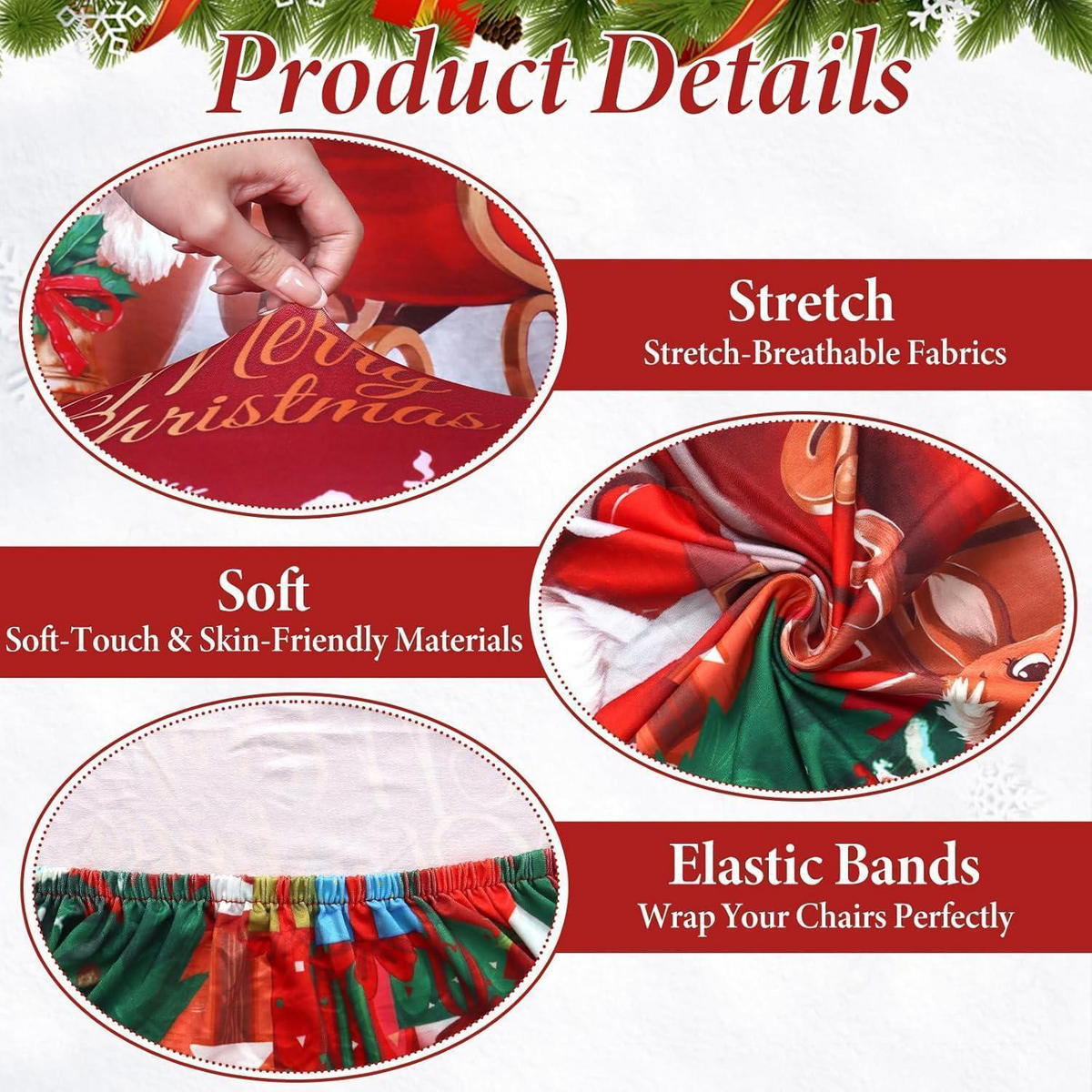 STUHLHUSSEN Weihnachten 6er Set Stretchbezug für Esszimmerstühle - Multicolor, Textil (40/45cm)