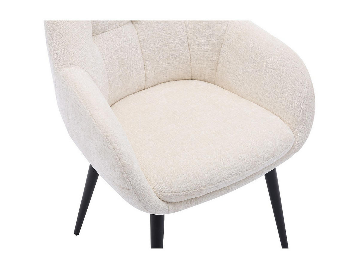 STUHL mit Armlehnen 6er-Set - Strukturstoff & schwarzes Metall - Cremefarben - LASSANDRA - Creme, Textil (59/81/59cm) - Pascal Morabito