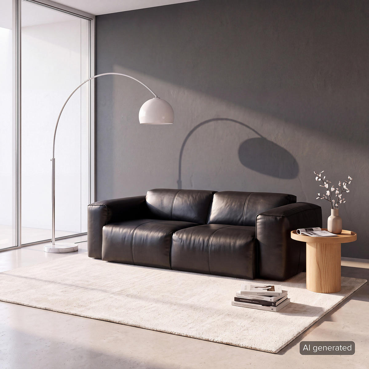 2-SITZER SOFA - Schwarz, Leder/Kunststoff (220/71/102cm) - home24