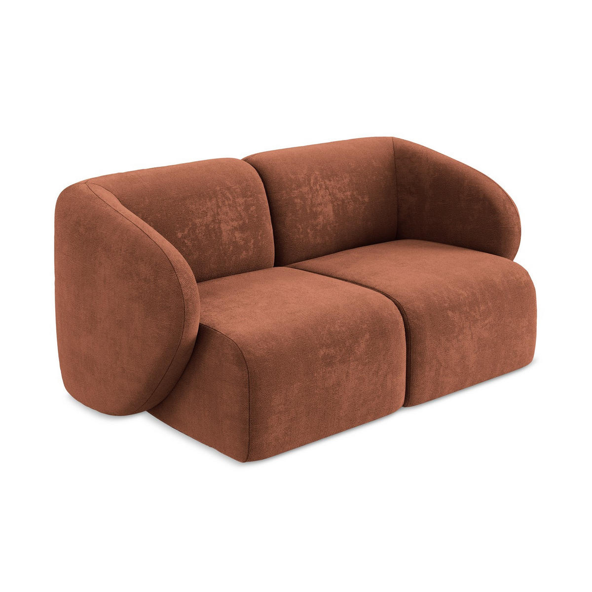 2-SITZER-SOFA Chenille Stoff Orange - Terracotta/Schwarz, Holzwerkstoff/Kunststoff (174/75/94cm) - LaMiaSofa