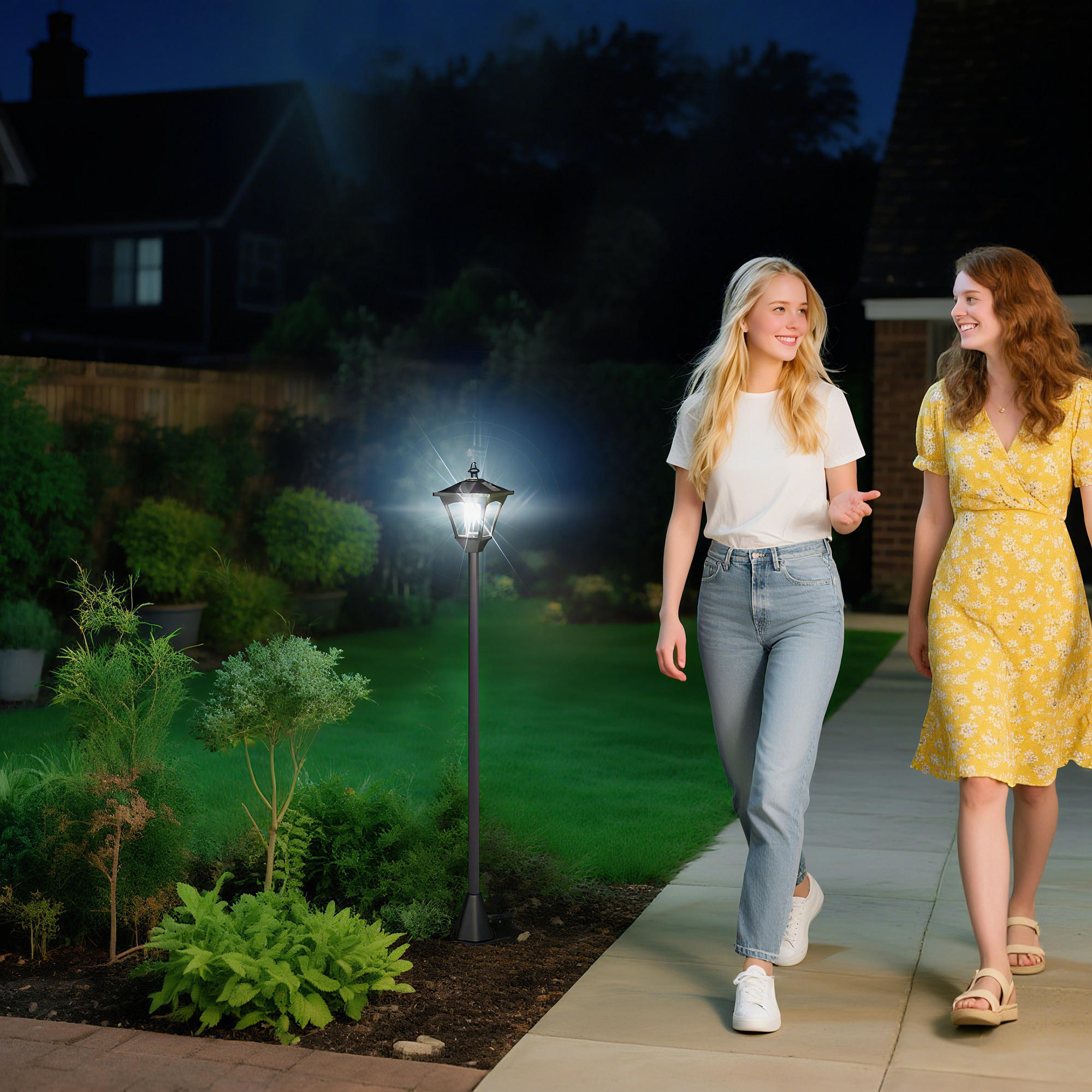 SOLAR Laterne mit LED Gartenlaterne Wegleuchte 30 Lumen H120cm Schwarz - Schwarz, Kunststoff (15/15/120cm) - Outsunny