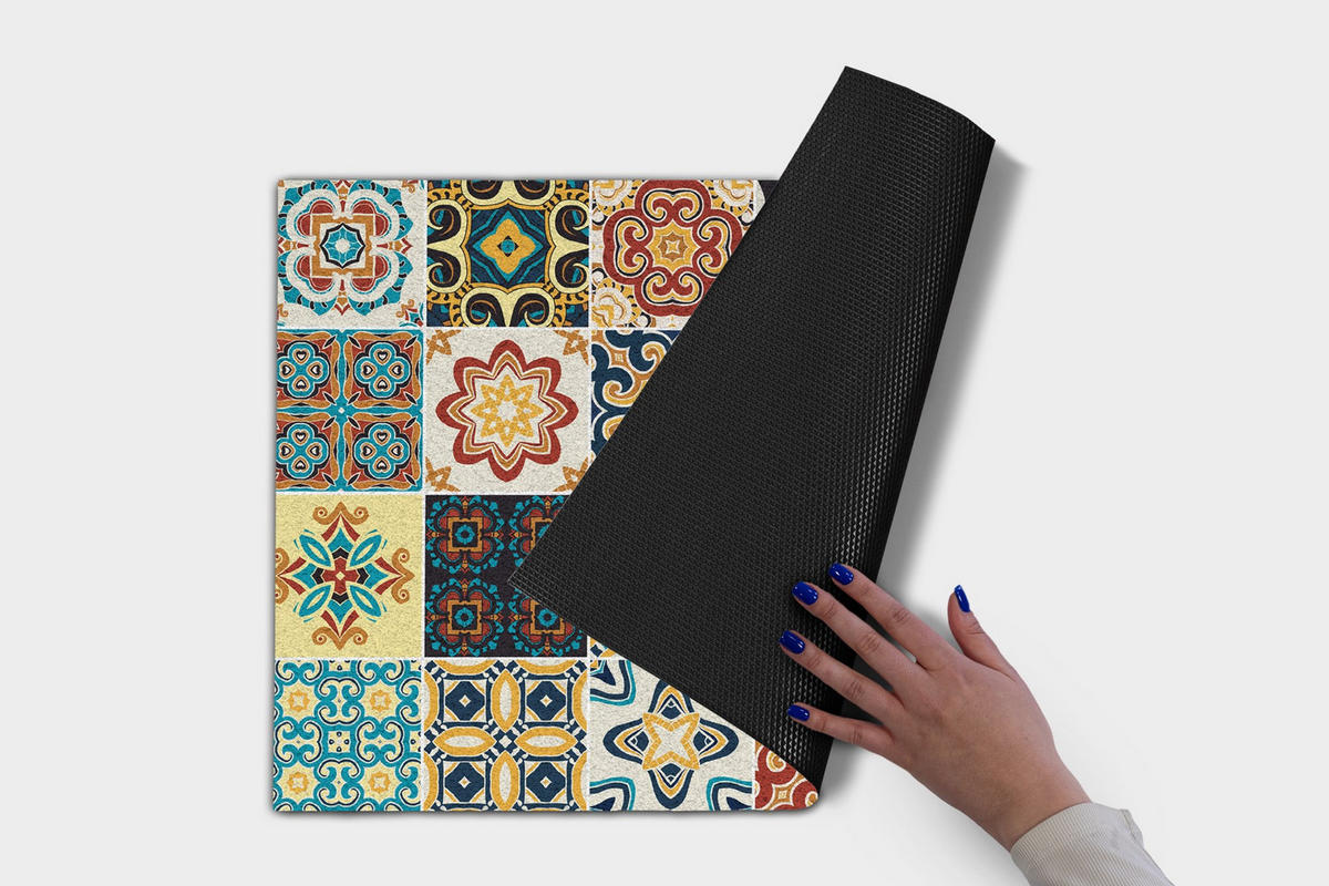 FUSSMATTE 60 x 40 cm Portugiesische Keramik - Blau, Textil (60/40cm) - TULUP