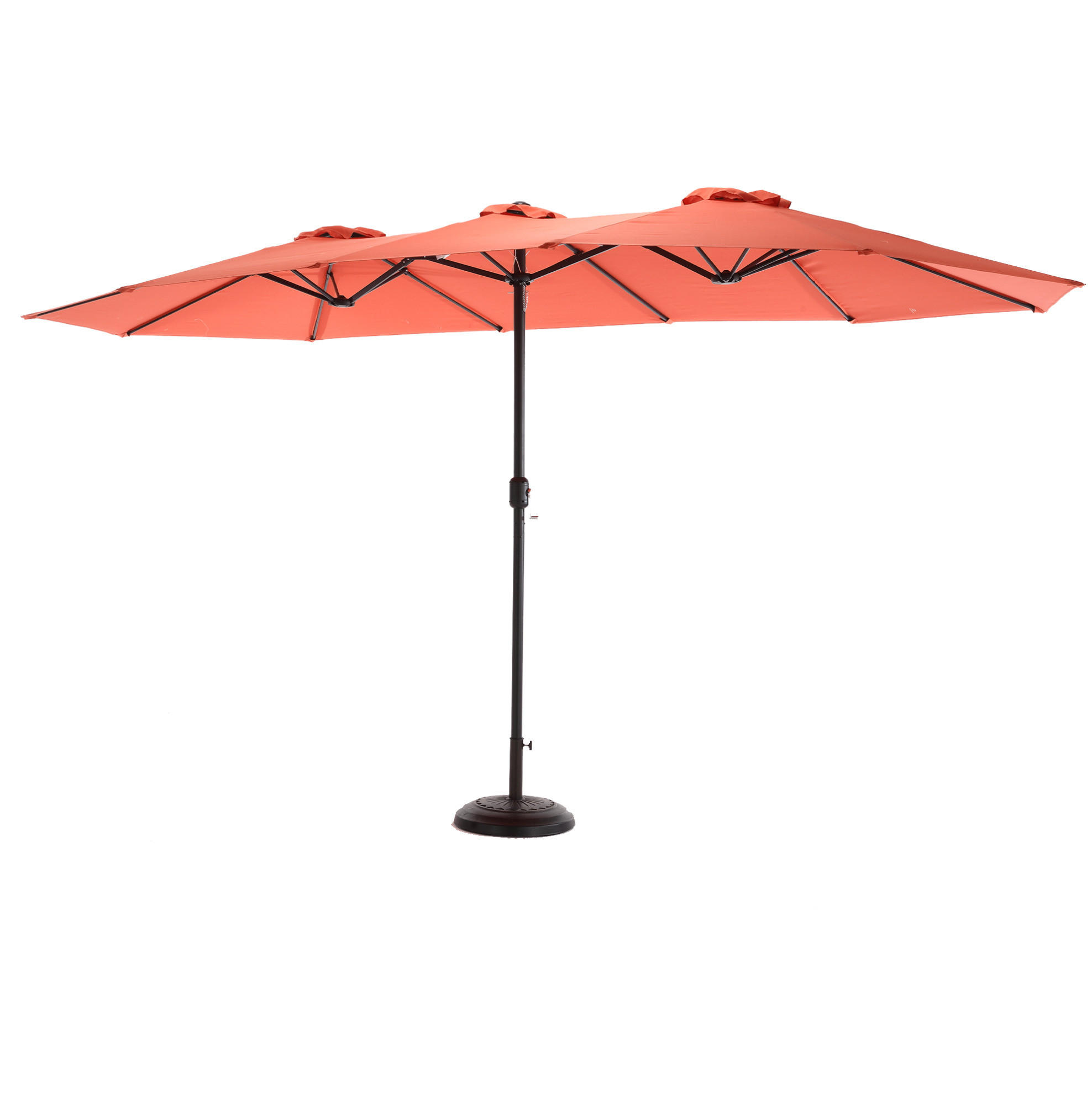 DOPPELSCHIRM aus Stahl 453x267x250 cm in Orange mit Kurbelmechanismus - Orange, Metall (267/453cm) - Modfu