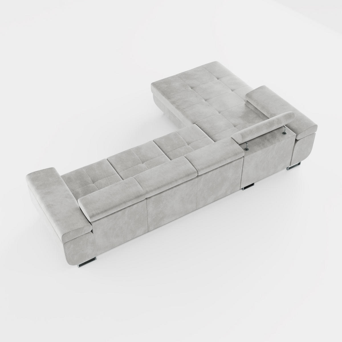 ECKSOFA VEMO CORE PLUS Links Schwarz Velours-Stoff mit Schlaffunktion und Bettkasten - Schwarz, Holz/Metall (335/205cm) - Barchello