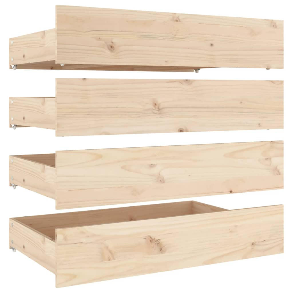 BETTSCHUBLADEN 4 Stk. Massivholz Kiefer - Braun, Holz - vidaXL