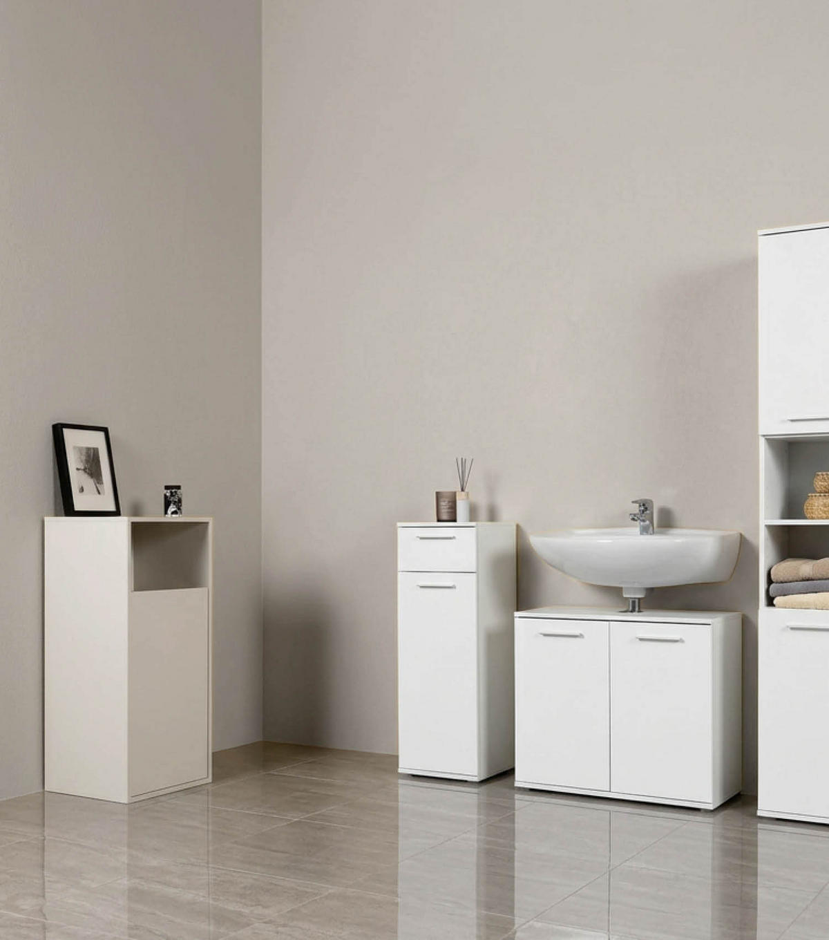 WÄSCHESCHRANK Der Wäschehüter - Beige, Holzwerkstoff (41/95/40cm) - Mokebo
