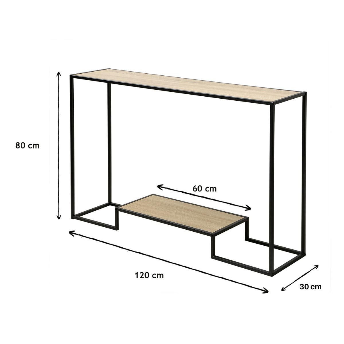 MODERNE Konsole mit 2 Regalebenen im Eiche Dekor L120cm - Eiche Artisan, Holzwerkstoff (120/30/80cm) - Calicosy