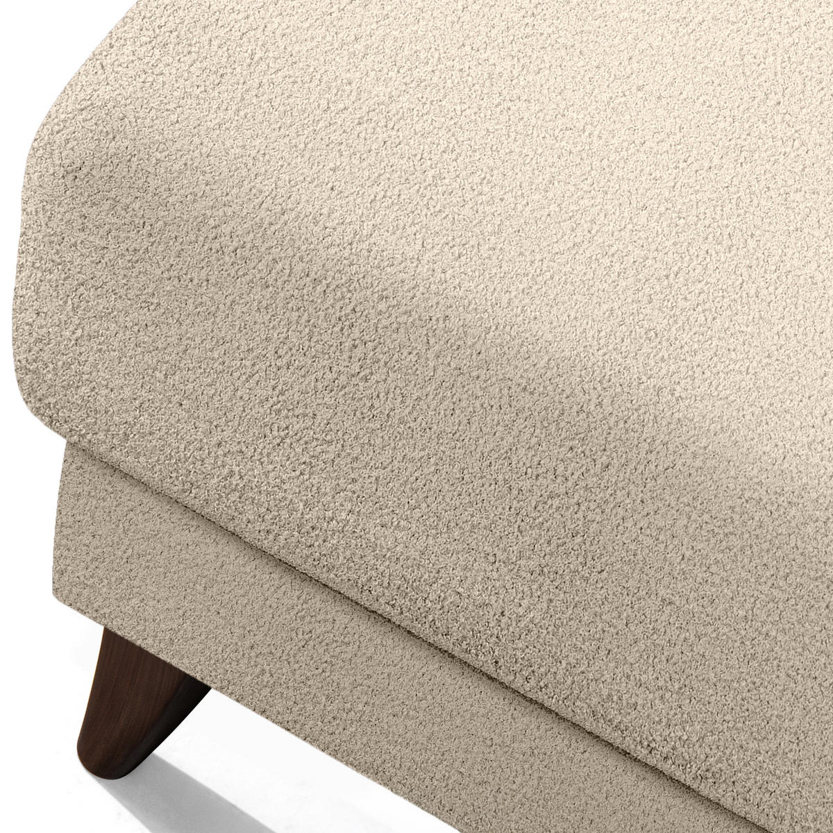 HOCKER GUSTAVO Fußstütze, Bouclé, Creme - Creme, Holz/Holzwerkstoff (53/49/53cm) - KONSIMO®