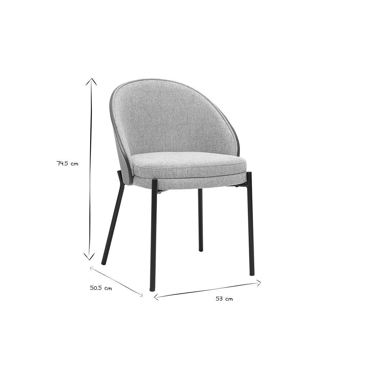 STÜHLE aus grauem Samt-Effekt Stoff, dunkles Holz und Metall (2er Set) TUCSON - Grau, Textil (50.5/74.5/53cm) - Miliboo