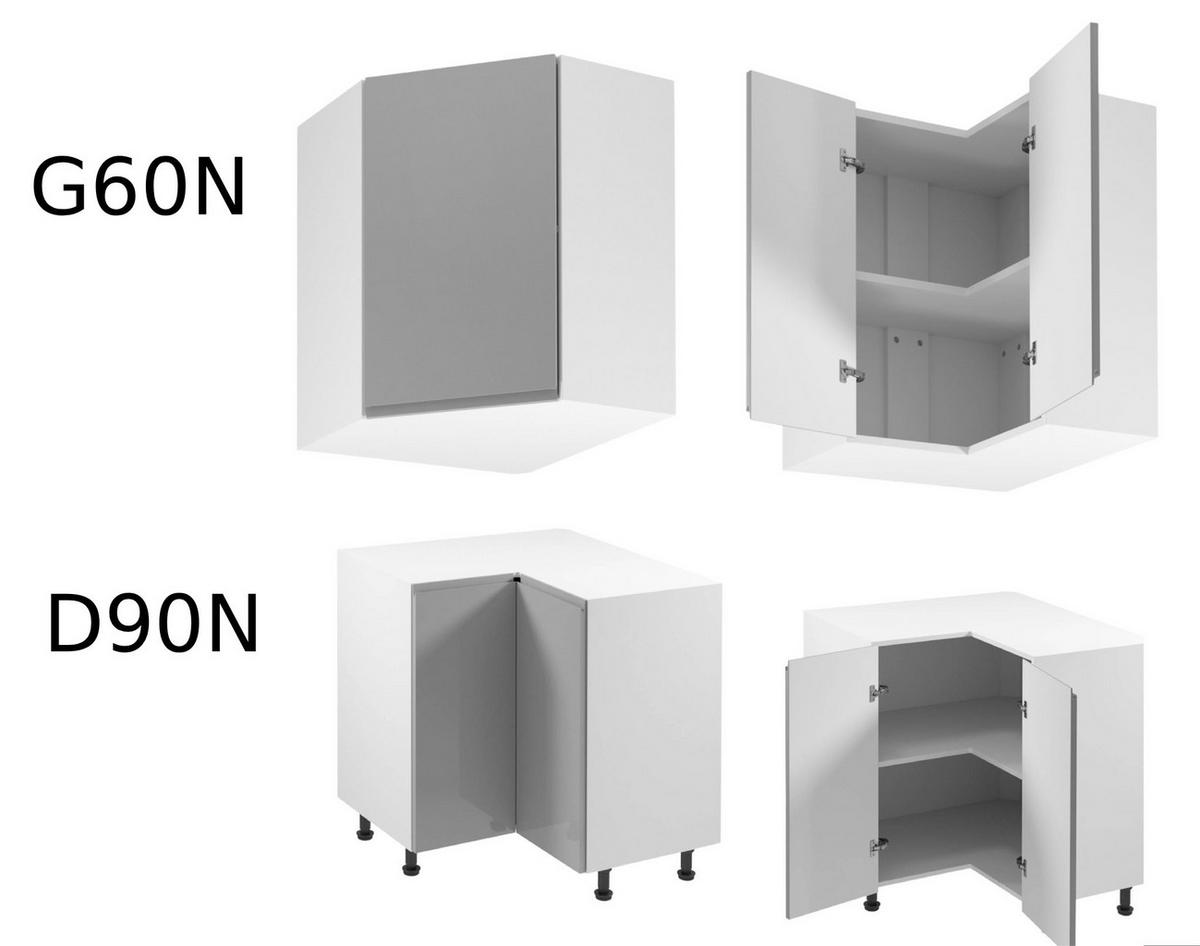 WINKELKÜCHE 240 cm x 280 cm - Aspen KA11-M280 - in Grau/Hochglanz - Grau, Holz (520/212/58cm)