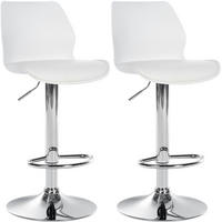 BARHOCKER 2er Set Kunststoff weiß - Chromfarben/Weiß, Kunststoff/Textil (39/82/42cm) - CLP