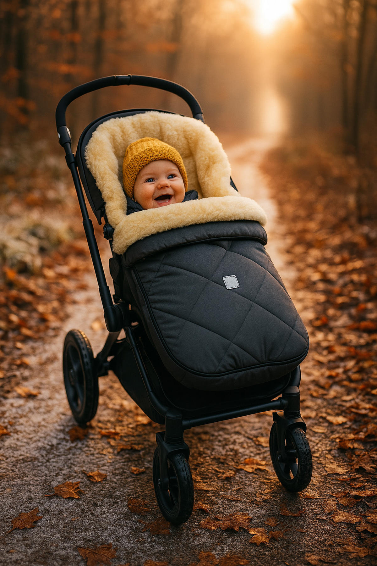 LAMMFELL-FUSSSACK Classic for Bugaboo, anthracite - Anthrazit, Fell (45/100cm) - Kaiserbaby