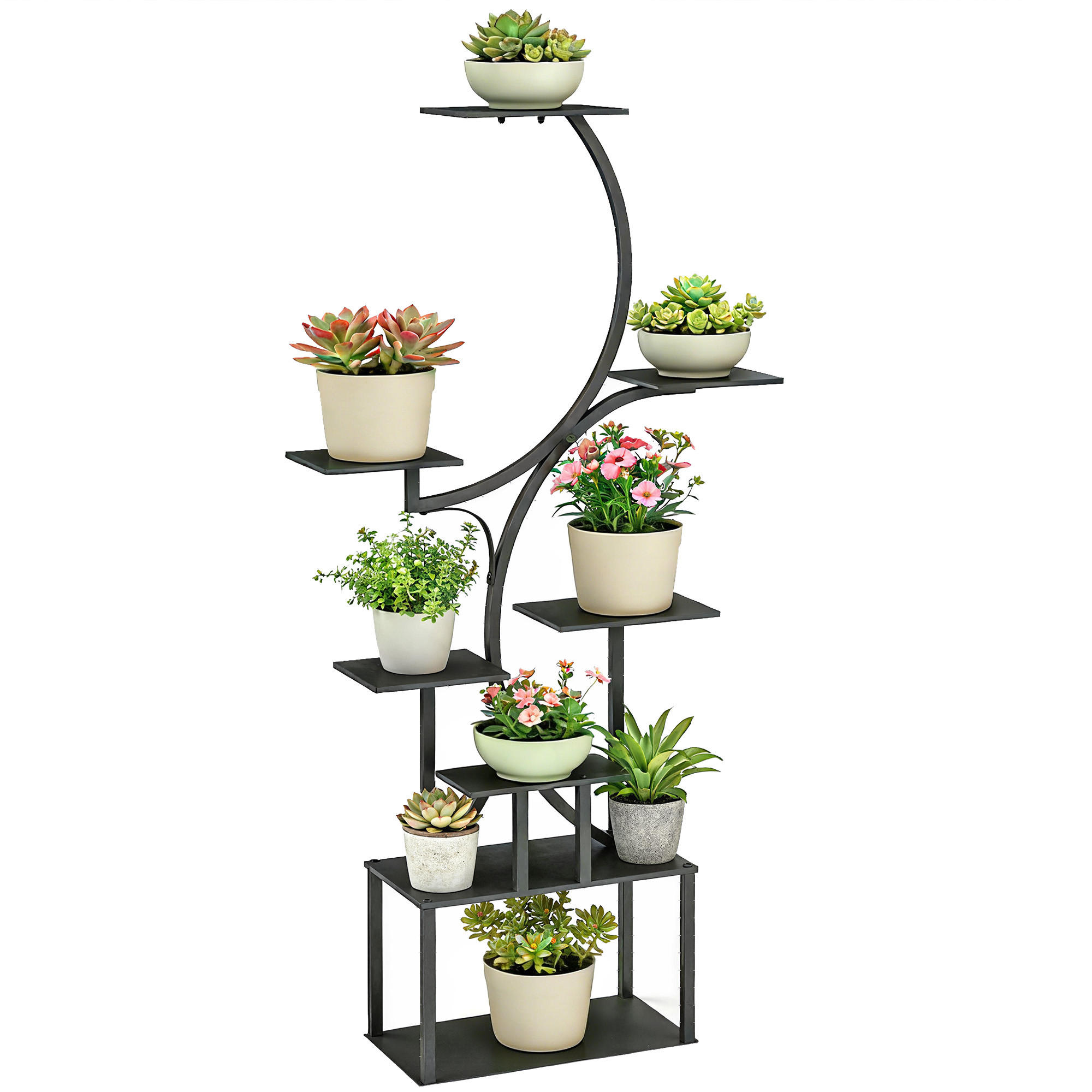 BLUMENTREPPE DE-12317 8-stufig, S-Form, 74/26/158,5 cm Schwarz - Schwarz, Metall (26/158.5/74cm) - ComfortXL