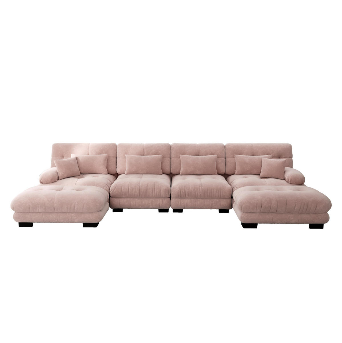 MODULARES Ecksofa mit beweglichen Ottomane, Chenille und flexiblem Aufbau, Rosa - Pink, Textil (406/145cm) - Redom
