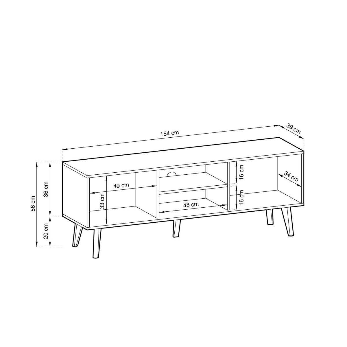 LOWBOARD VILLETTA 154x39x56 cm mit 2 Türen Schwarz - Schwarz/Eiche Artisan, Holzwerkstoff (154/56/39cm) - MASSENO