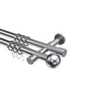 GARDINENSTANGEN-SET Prestige Luino 240 cm (geteilt in 2 x 120 cm), 2-läufig, 20 mm Ø Chrom - Chromfarben, Metall (240cm) - INTERDECO