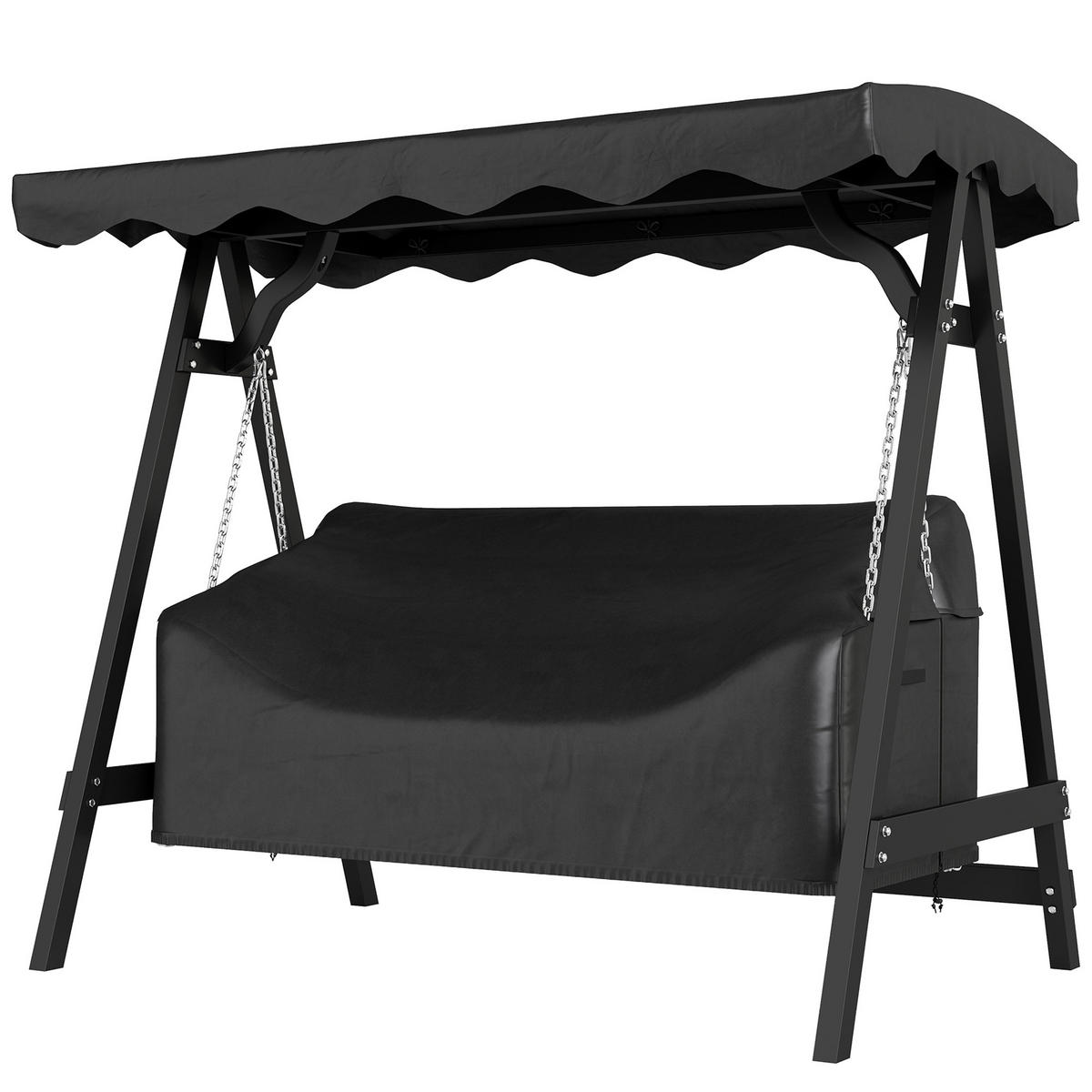 ABDECKUNG Für 3-Sitzer Gartenschaukel DE-07059 wasserdicht, UV-beständig Schwarz - Schwarz, Textil (76/81/185cm) - ComfortXL