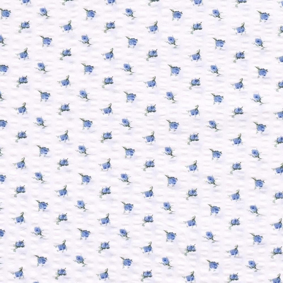 SEERSUCKER-BETTWÄSCHE 155x220 geblümt Sommer Bettbezug Bügelfrei aus 100% Baumwolle, Bettbezüge Blumen Rosen Muster Blau - Blau, Textil (155/220cm) - Carpe Sonno