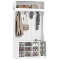 GARDEROBE Weiß mit Sitzbank und 12 Schuhfächern 100/35/172,2 cm - Weiß, Holzwerkstoff (100/172.2/35cm) - PANGIVO