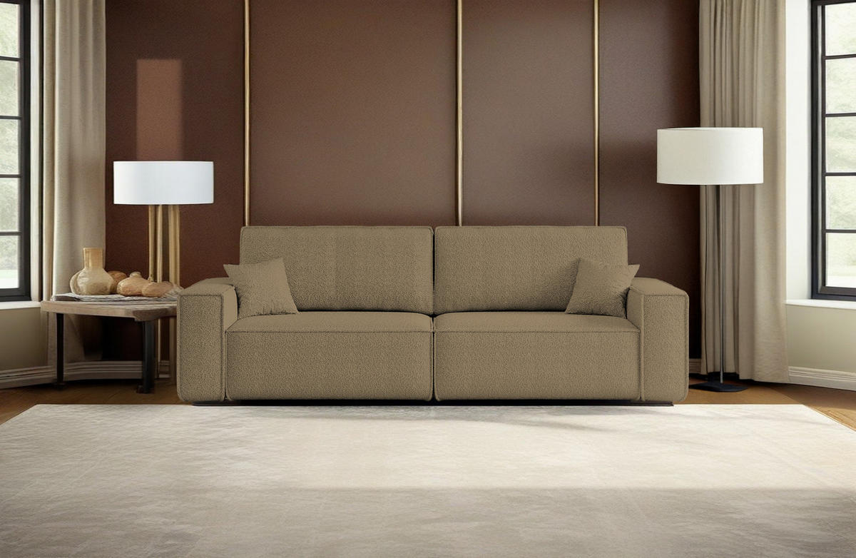 SCHLAFSOFA BEST mit Bettkasten Stoff Quelle Hellbraun - Hellbraun, Holz/Textil (246/83/98cm) - Kaiser Möbel