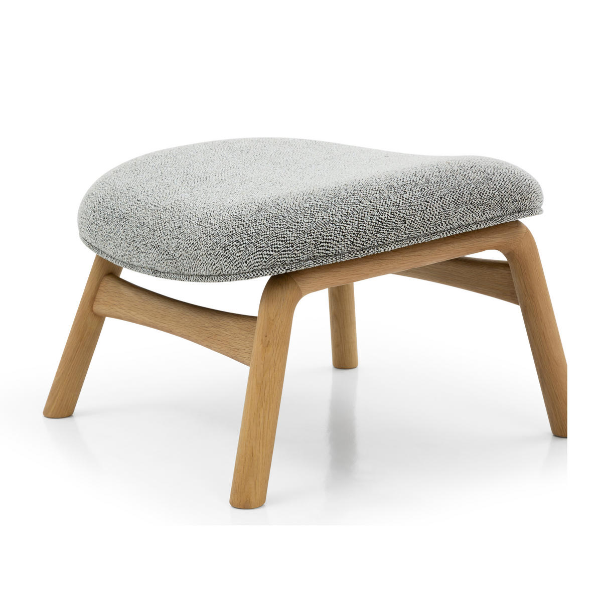 FUSSHOCKER Theo, Natur Massiveiche - Grau, Holz (51/36/62cm) - WOODEK