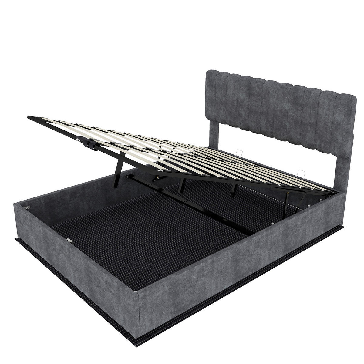 POLSTERBETT 160/200 cm DE-32948 mit Stauraum und Matratze Grau - Grau, Metall (160/200cm) - ComfortXL