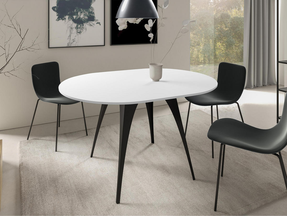 ESSTISCH Carmina 100 - Schwarz/Weiß, Holzwerkstoff/Metall (100/100/76cm) - MIRJAN24