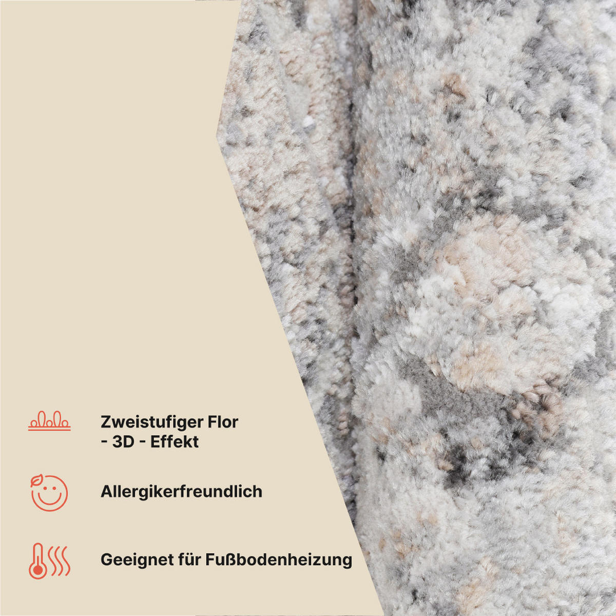 TEPPICH VALLEY Hellgrau Rund 120/120 cm - Hellgrau, Textil (120/120cm) - Tapiso