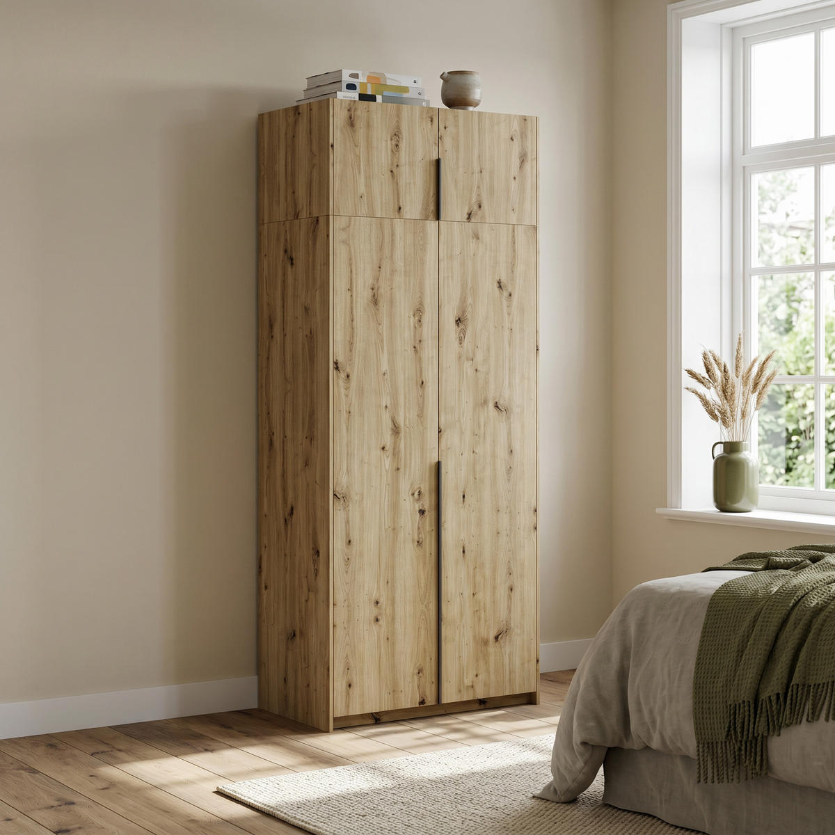 DREHTÜRENSCHRANK AMARA 100/250/58cm 2-türig Eiche Artisan - Eiche Artisan, Holzwerkstoff (100/250/58cm) - MASSENO