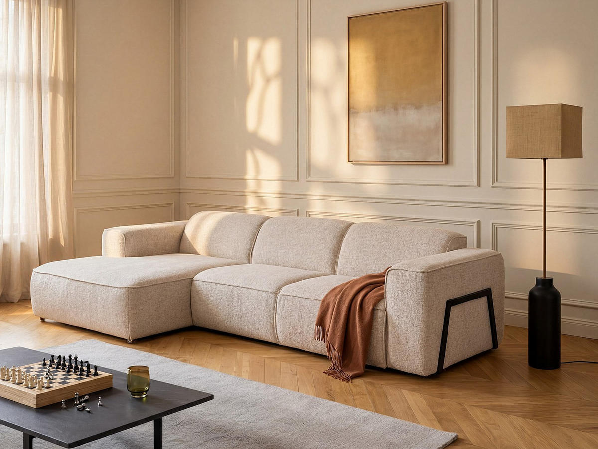 SOFA - 5 Personen - stoff - beige Tejami - Beige, Kunststoff/Textil (322/78/160cm) - Vente-Unique
