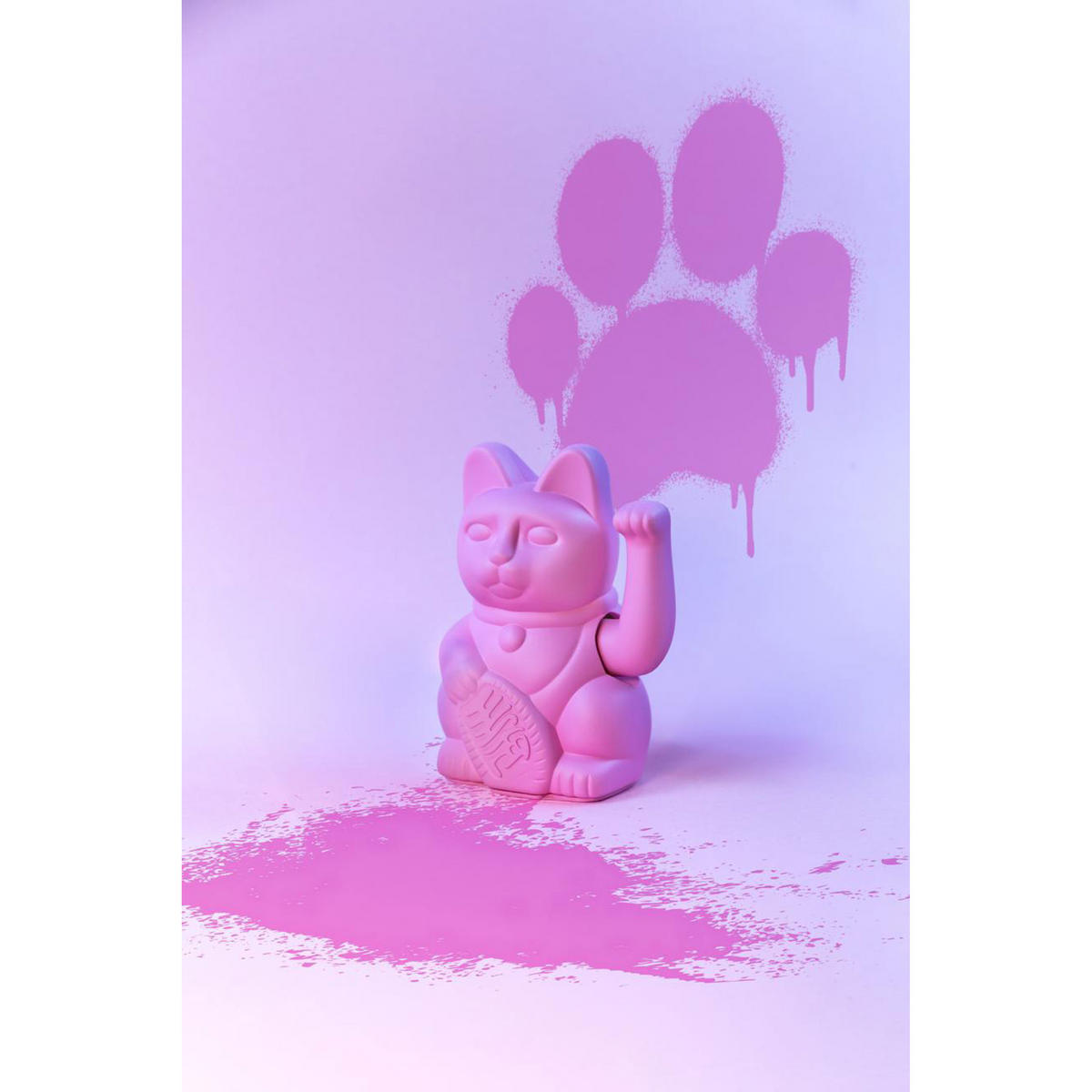 WINKEKATZE Lucky Cat Classic, Kunststoff, Hot Pink, ca. 15 cm - Rosa, Kunststoff (8.5/15/10.5cm) - Donkey Products