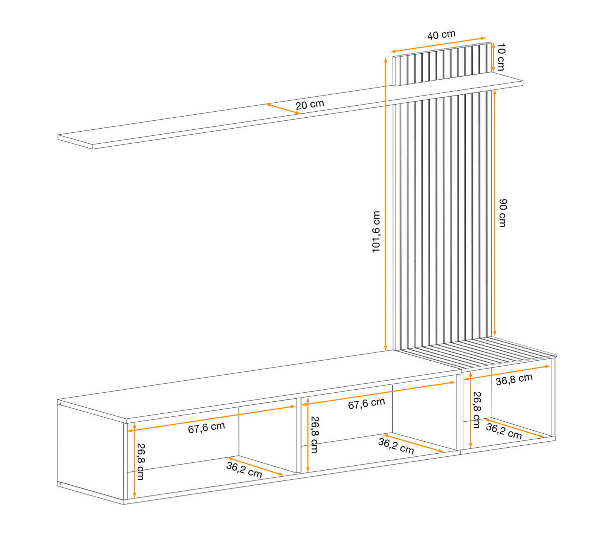WOHNWAND Sand matt, Eiche Artisan 180 cm, Schrankwand hängend - Sandfarben/Eiche Artisan, Holzwerkstoff (180/130/40cm) - Inn.Furn