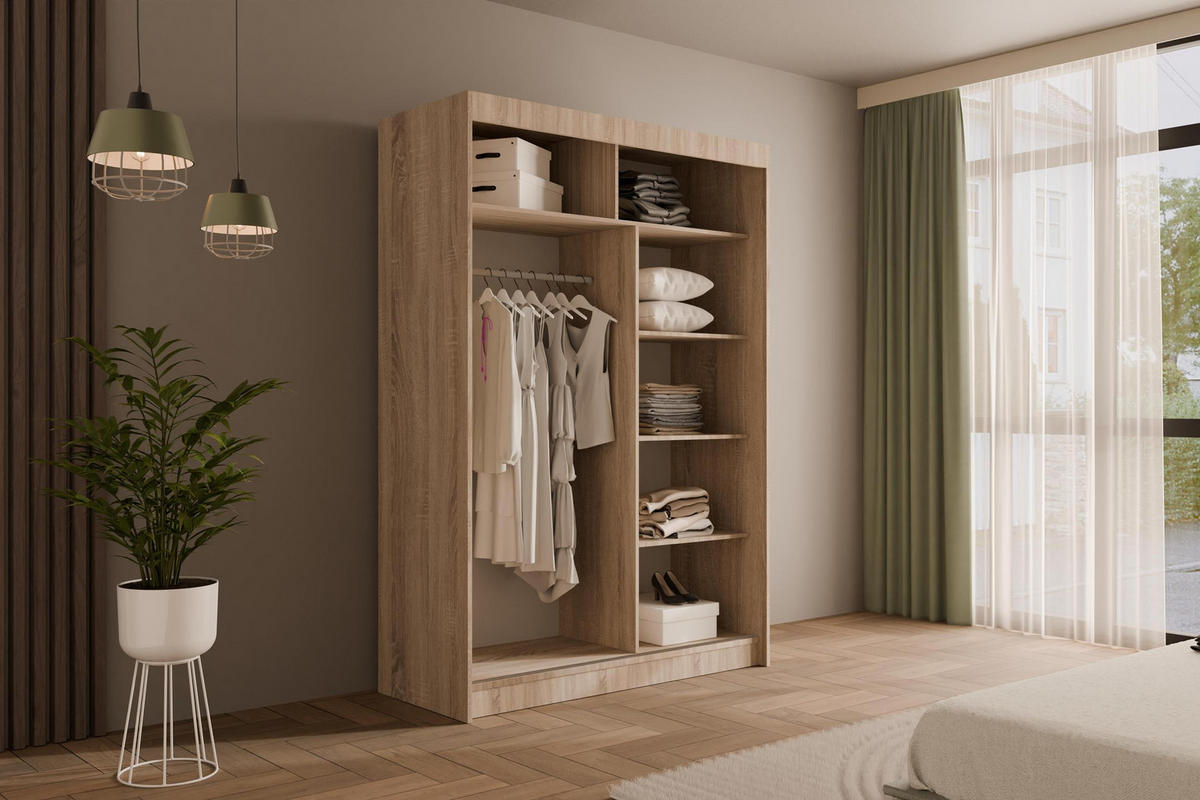 KLEIDERSCHRANK PAOKI - 120 cm - Sonoma Eiche - Sonoma Eiche, Holzwerkstoff (120/215/61cm) - ALTDECOR