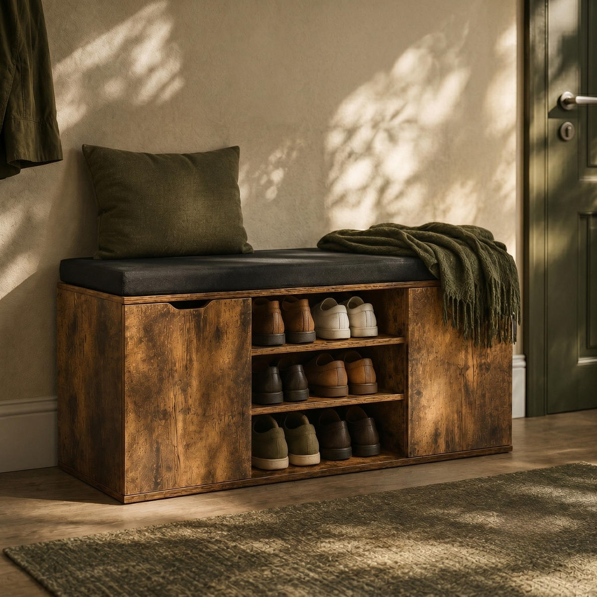 SCHUHSCHRANK mit Sitzfläche Porta 103/30/46 cm - Braun, Holzwerkstoff (30/46/103cm) - BOXIMO