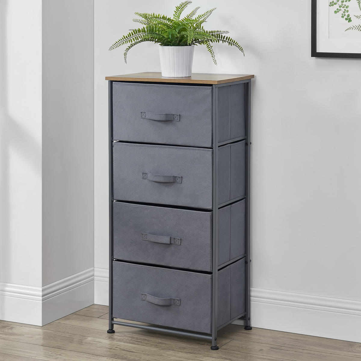 KOMMODE - Braun/Grau, Holzwerkstoff/Textil (45/95/30cm) - pro.tec
