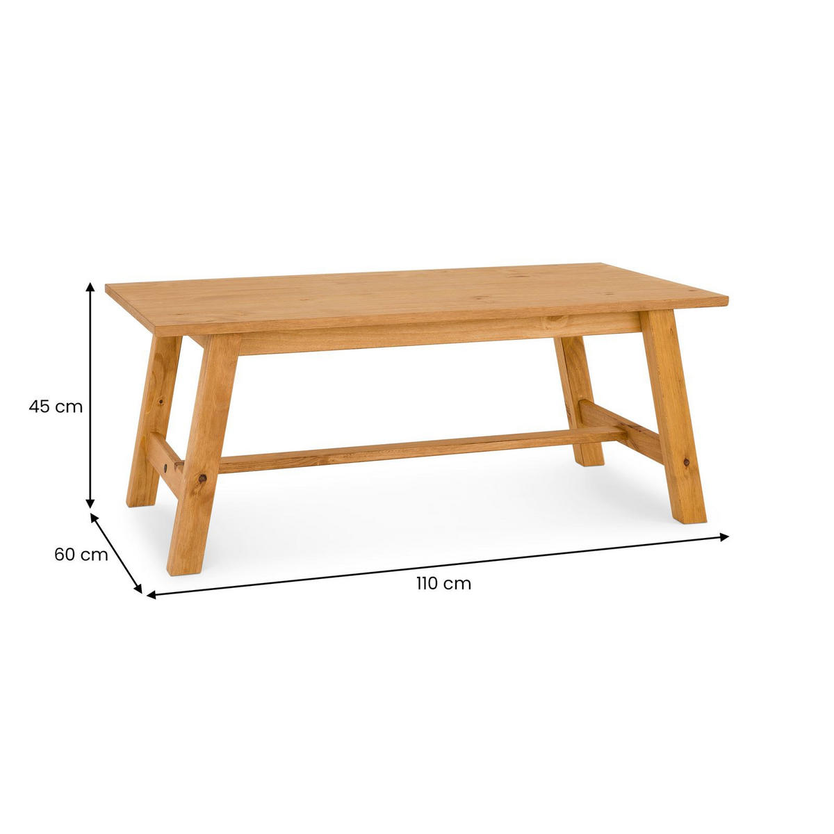 COUCHTISCH LUZERNA gebeizt/gewachst - Kieferfarben, Holz (60/110/45cm) - IDIMEX