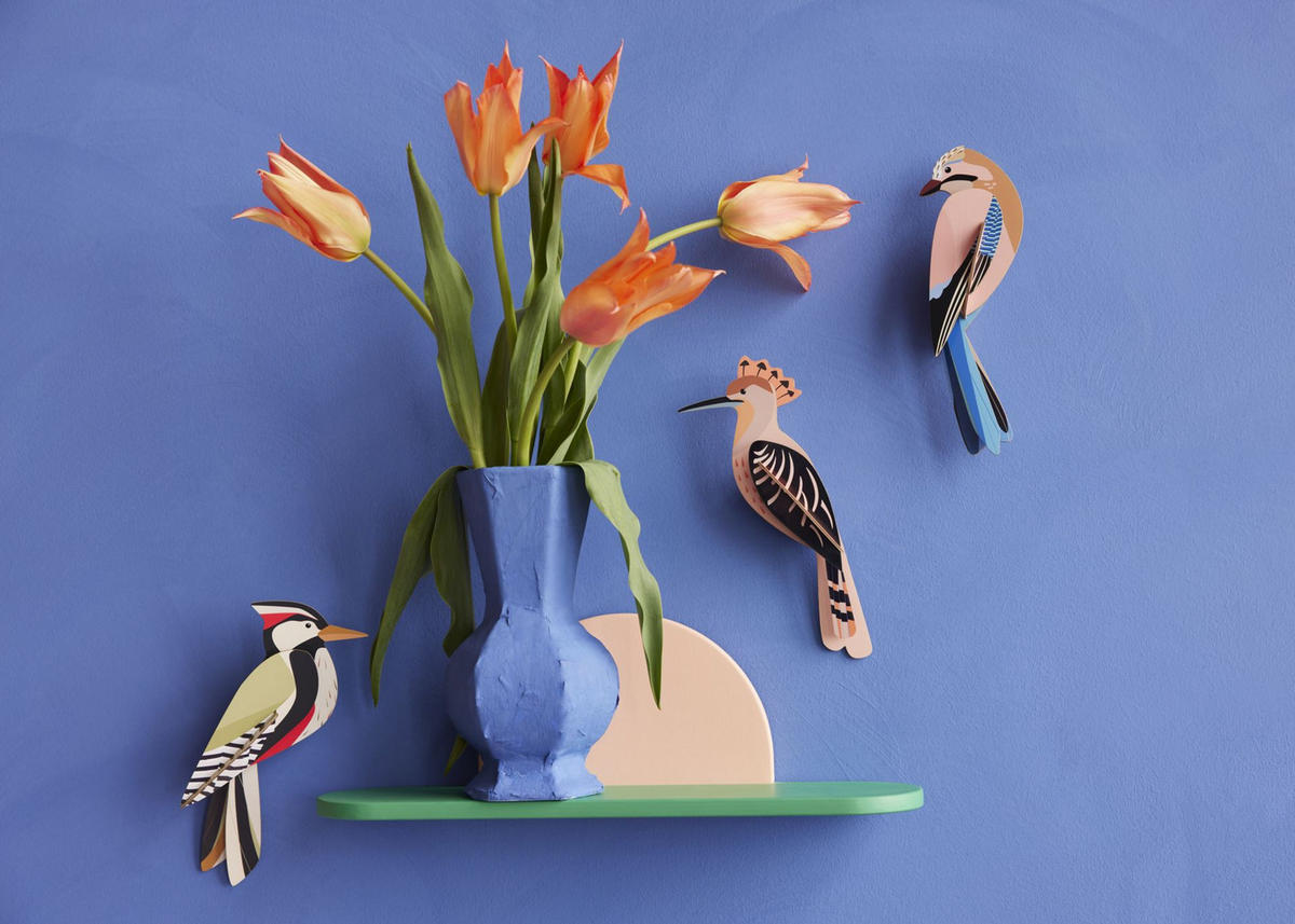 WANDDEKO Specht 5.5/8 cm - Multicolor, Wellpappe (5.5/8/21cm) - Studio Roof