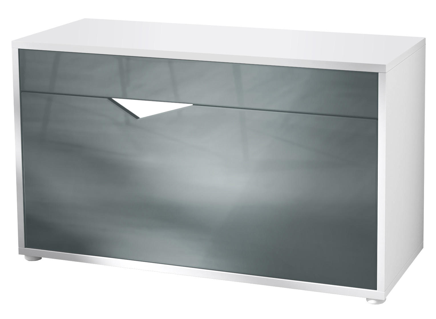 SCHUHSCHRANK Kolmio Grau Hochglanz - Grau, Holzwerkstoff (85/50/33cm) - Vladon