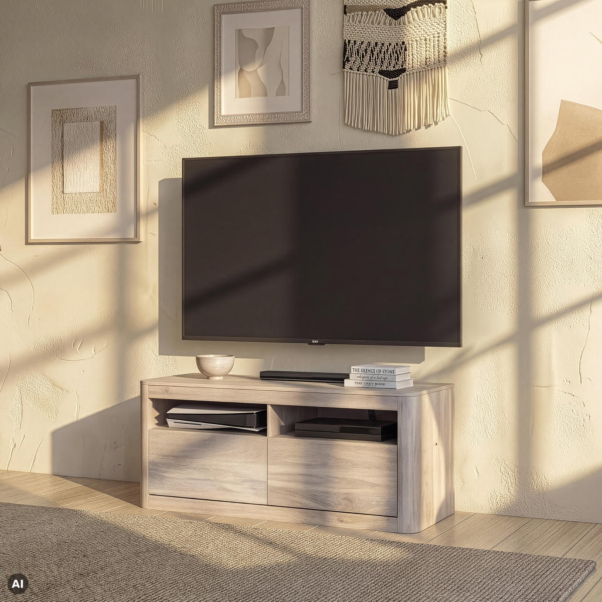 TV-BOARD Mango 130x40x58 weiß lackiert TORONTO #319 - Weiß, Holz (40/58/130cm) - Massivmoebel24