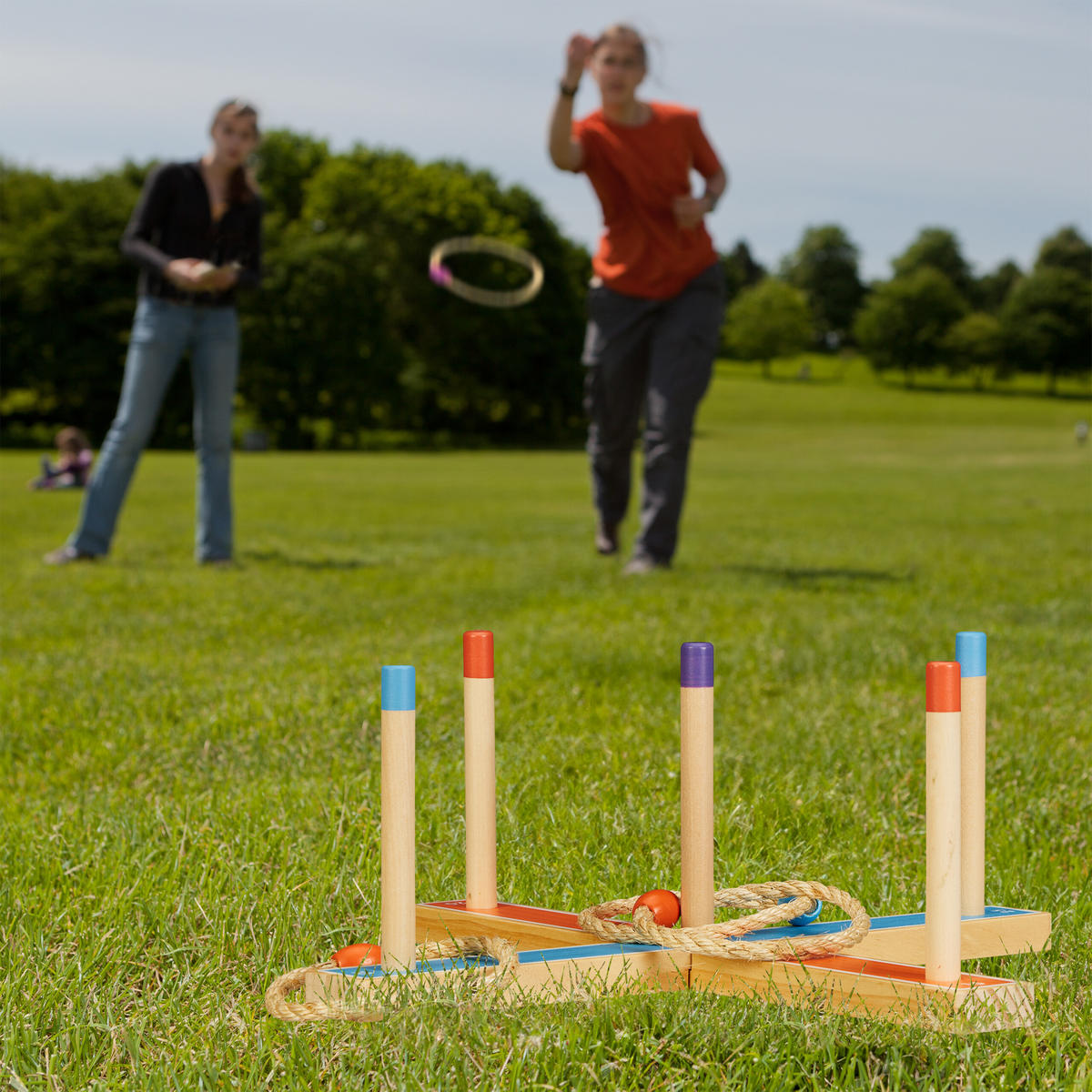 RINGWURFSPIEL - Multicolor, Holz/Textil (40/40cm) - Relaxdays