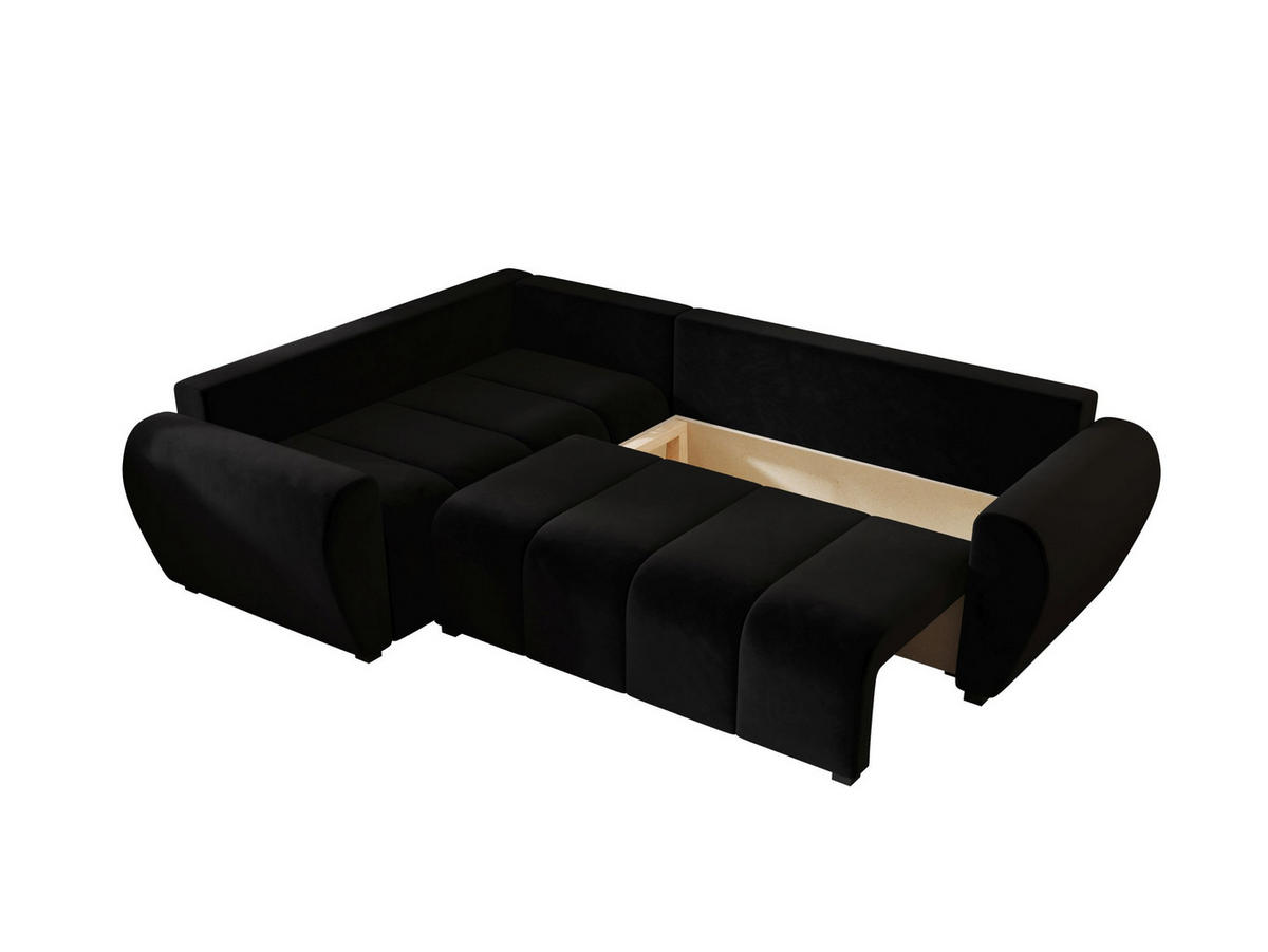 ECKSOFA MOLISA L PLUS Itaka 15 Rechts mit Schlaffunktion - Schwarz, Textil (235/175cm) - Bedante