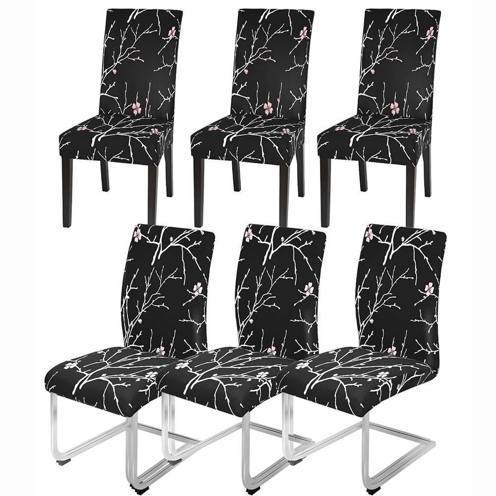 STUHLHUSSE Stretch Waschbar(6-tlg. Set) - Schwarz, Textil (15/25cm) - Kaket