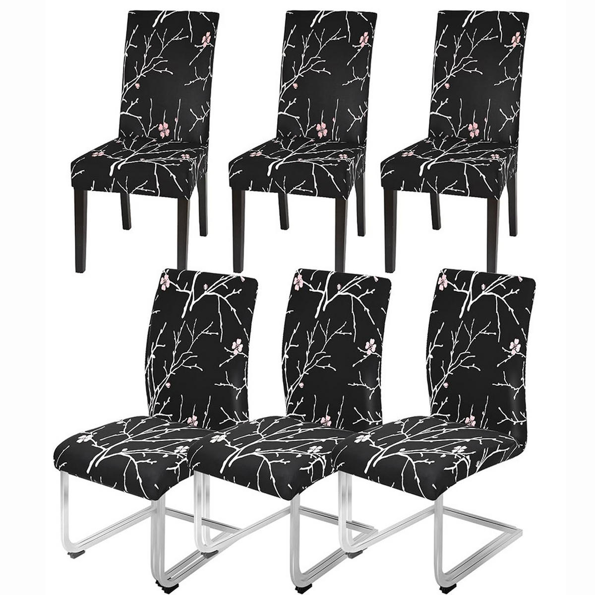 STUHLHUSSE Stretch Waschbar(6-tlg. Set) - Schwarz, Textil (15/25cm) - Kaket