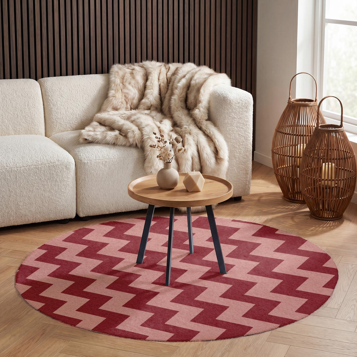 KOBERCE - Cikcak - Pruhy - Vzor - Červená - 120x120 cm - červená, textil/plast (120/0.4cm) - OnlyWow
