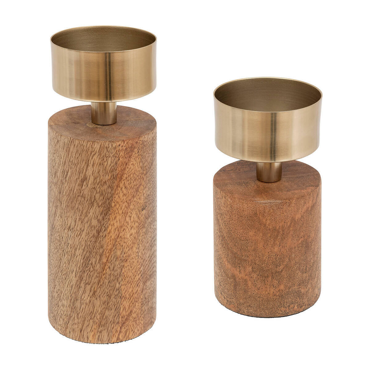 KERZENSTÄNDER Mangoholz 2er-Set - Braun, Holz (8/22/8cm) - Atmosphera Createur d´interieur