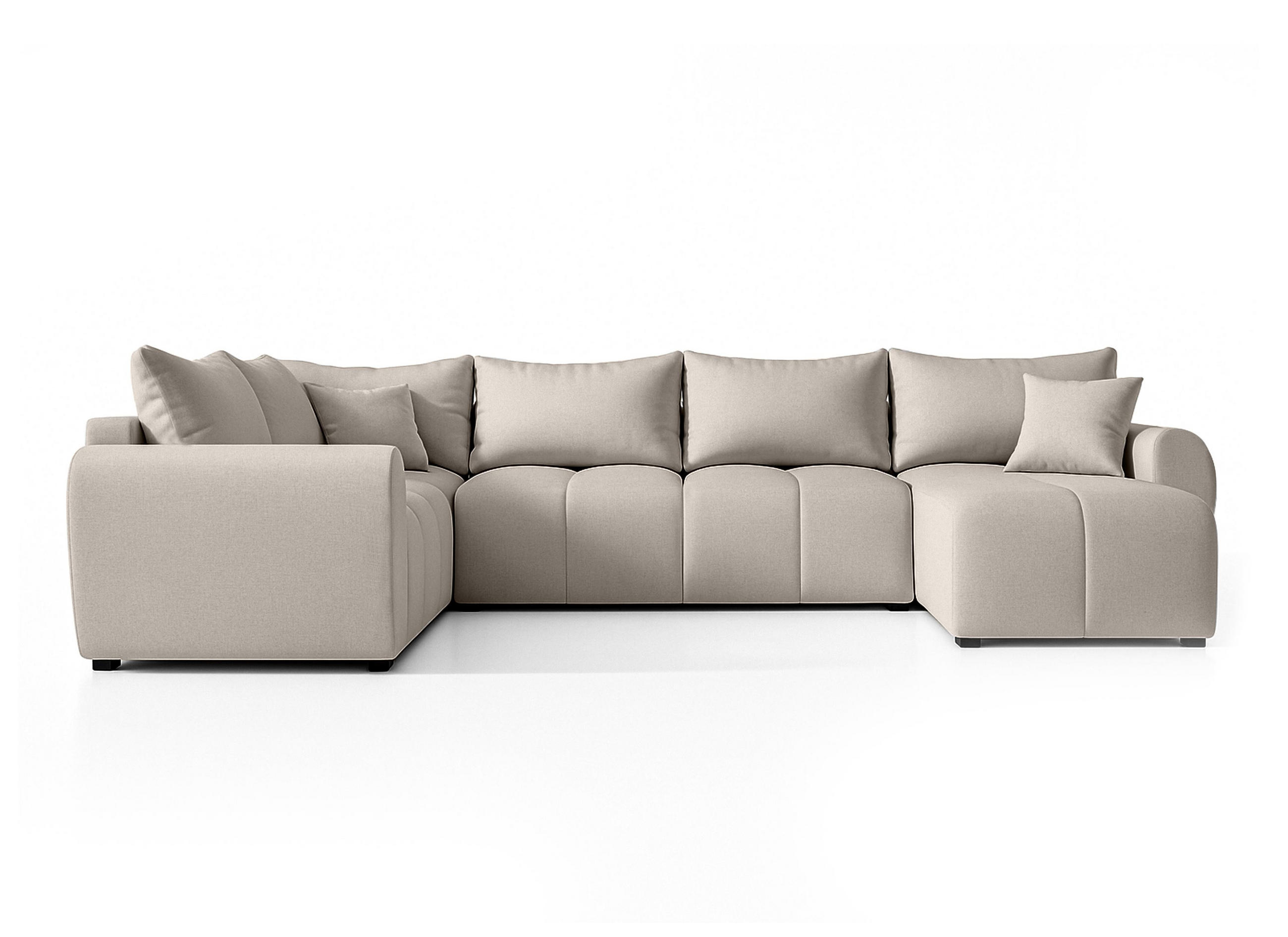 WOHNLANDSCHAFT Malatya U Form MAX Beige 311/145/82 cm mit Schlaffunktion - Beige/Schwarz, Kunststoff/Textil (303/82/208cm) - AX Living