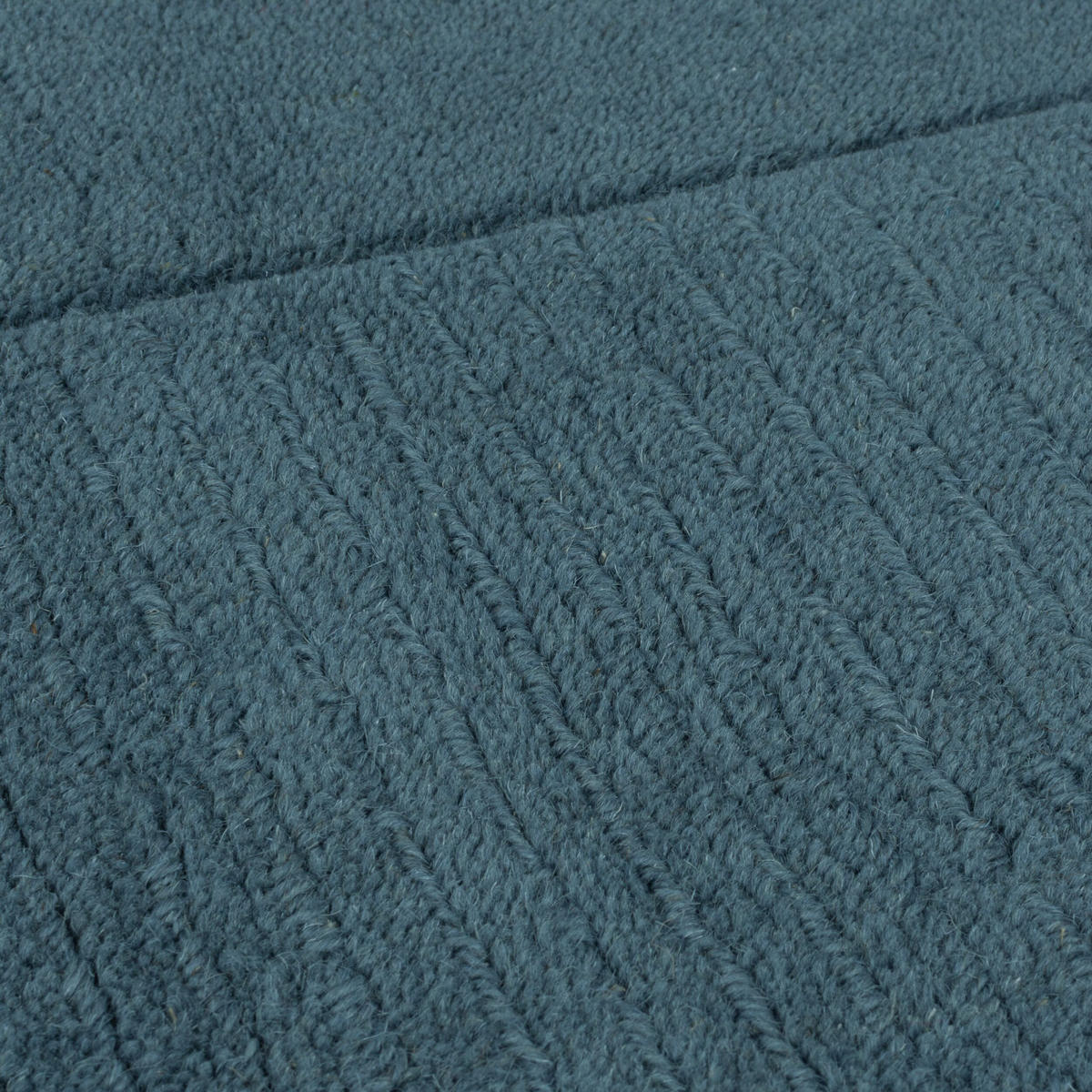 WOLLTEPPICH Uni-Design, mit Randdetails, handgewebt MOLE - Blau, Textil (170/120cm) - KADIMA DESIGN