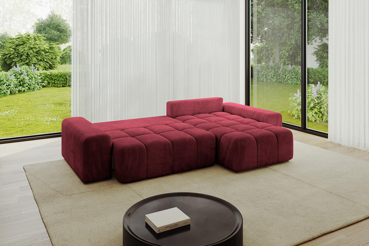 ECKSOFA Ottomane rechts ENIL-L 297x189x68 Bordeaux Velours - Bordeaux, Holzwerkstoff/Kunststoff (189/297cm) - ALTDECOR