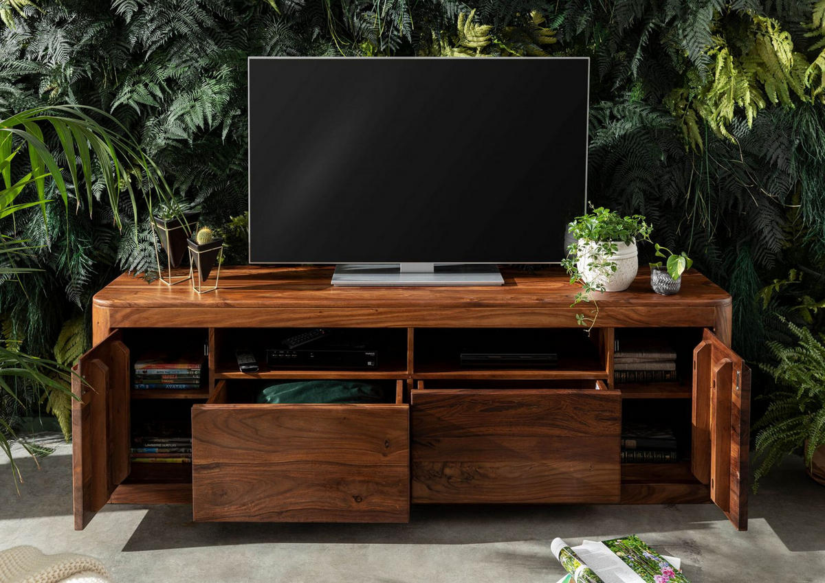 TV-BOARD Sheesham 178x40x58 walnuss gewachst TORONTO #221 - Walnussfarben, Holz (178/58/40cm) - Massivmoebel24