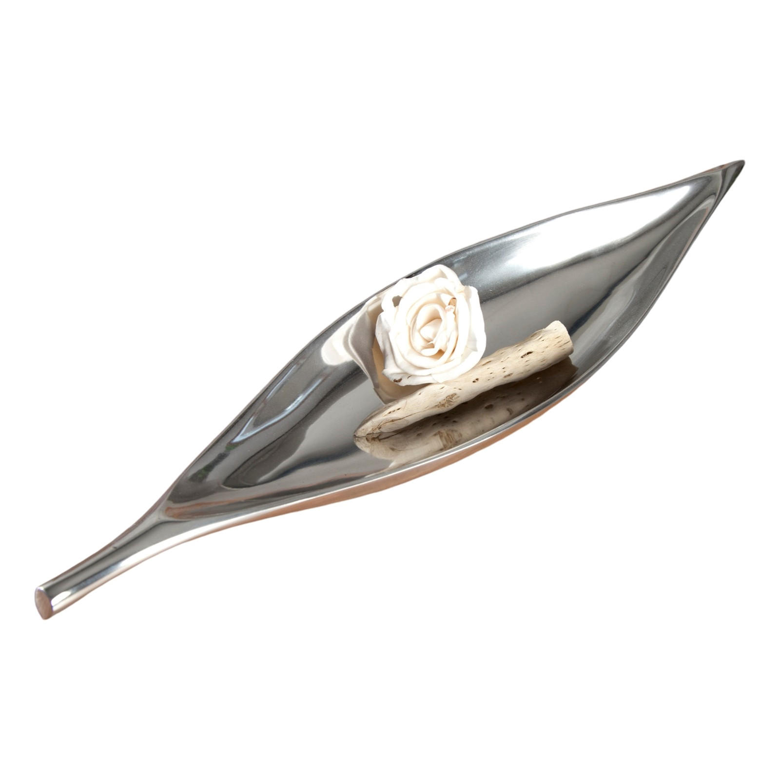 DEKOSCHALE Short Leaf 40 cm, Aluminium silber glänzend - Silberfarben, Metall (10cm) - DESIGN DELIGHTS